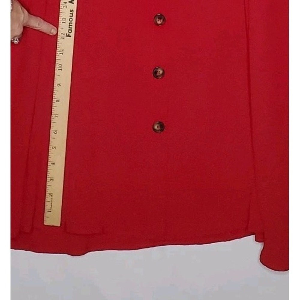 Bloomchic Dress 3XL Red Smocked Flutter Sleeve Button Tie Front Holiday Whimsy - Picture 8 of 11